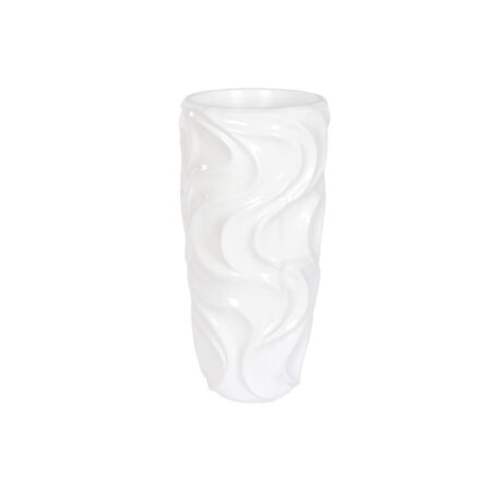 Urtepotte Home ESPRIT Hvid Glasfiber Bølger 35 x 35 x 71 cm