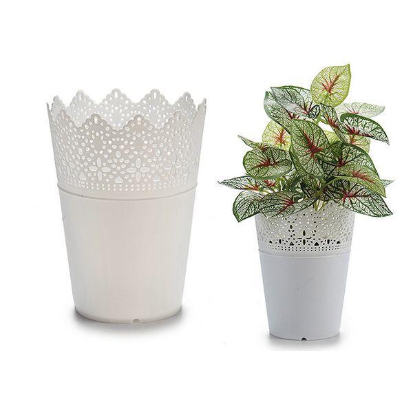 Urtepotte Hvid Plastik (12 x 15 x 12 cm) Urtepotte Hvid Plastik (12 x 15 x 12 cm)