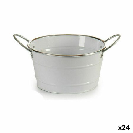 Urtepotte Ibergarden hvid/sølv zink spand 27,5 × 10,5 × 20 cm - 24 stk.