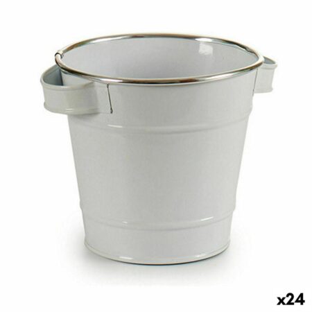 Urtepotte Ibergarden - hvid/sølv zinkspand 19,5 × 14,5 × 16,5 cm (24 stk)