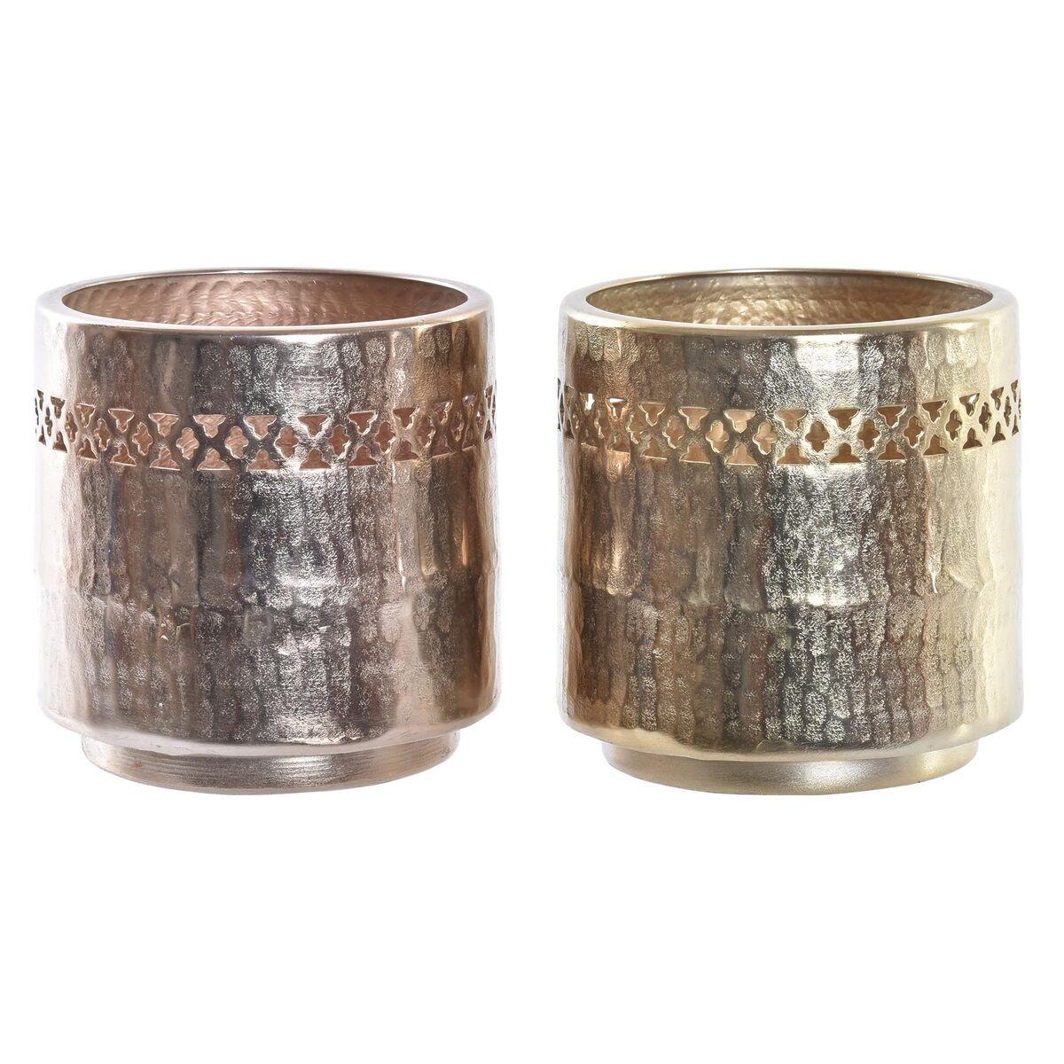 Urtepotte Kobber Gylden Metal Aluminium Udstansning Araber 17 x 17 x 17 cm (2 enheder) Urtepotte Kobber Gylden Metal Aluminium Udstansning Araber 17 x 17 x 17 cm (2 enheder)