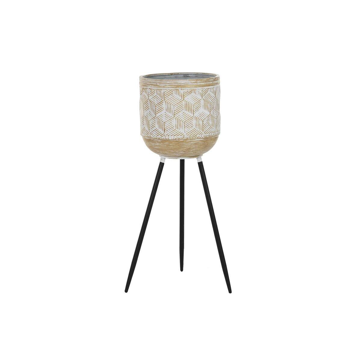 Urtepotte Sort Gylden Metal Hvid To-farvet (26 x 26 x 70 cm) Urtepotte Sort Gylden Metal Hvid To-farvet (26 x 26 x 70 cm)
