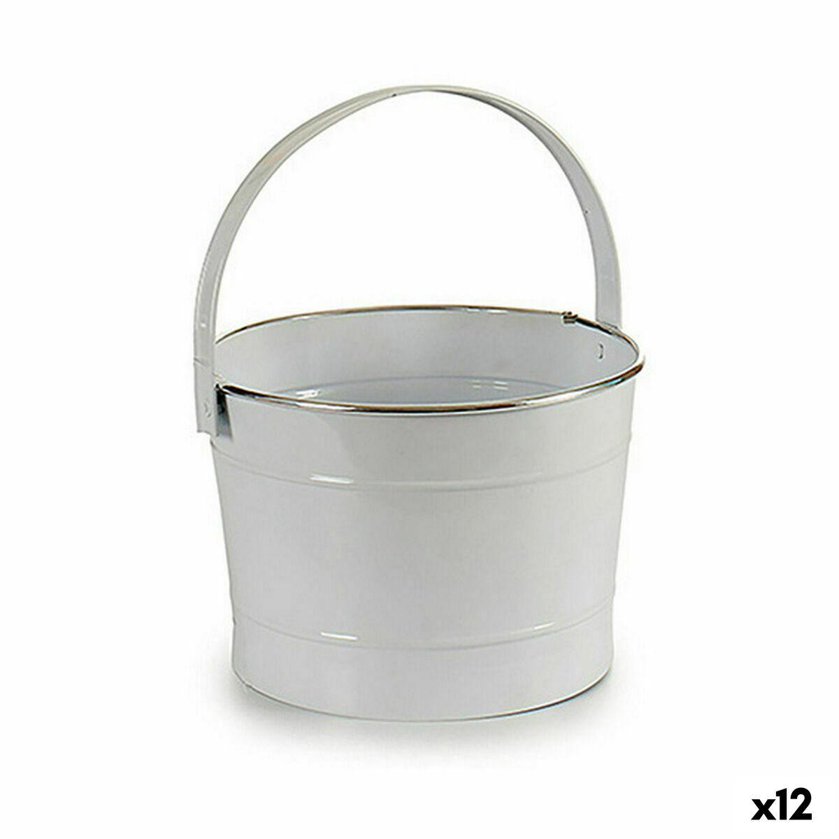 Urtepotte Spand Hvid Sølvfarvet Zink 25 x 29,5 x 27 cm (12 enheder) Urtepotte Spand Hvid Sølvfarvet Zink 25 x 29,5 x 27 cm (12 enheder)