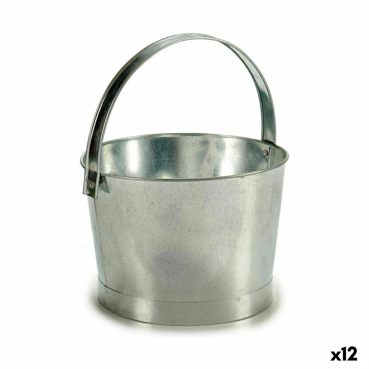 Urtepotte Spand Sølvfarvet Zink 25 x 30 x 26,5 cm (12 enheder) Urtepotte Spand Sølvfarvet Zink 25 x 30 x 26,5 cm (12 enheder)