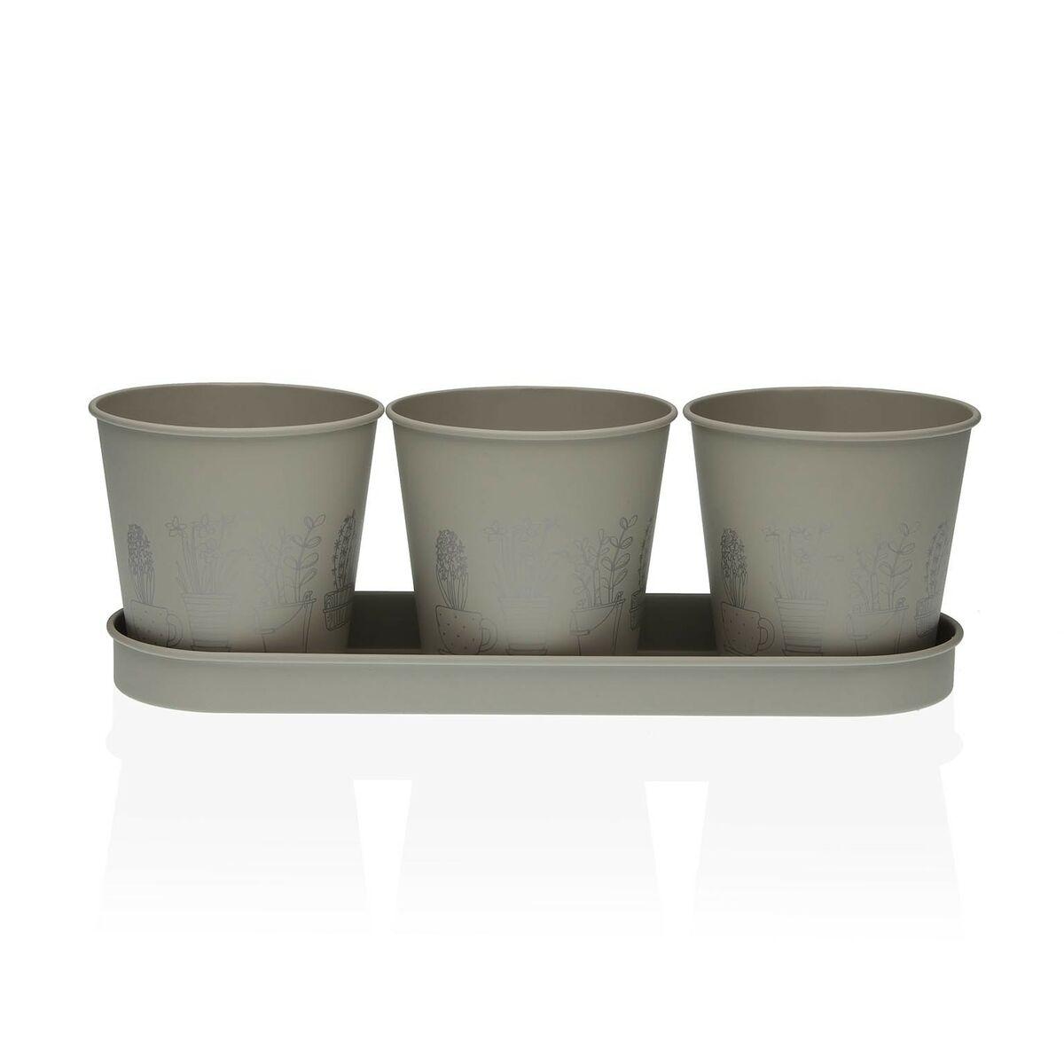 Urtepotte Versa Grå Tredobbelt Metal (11 x 33 cm) Urtepotte Versa Grå Tredobbelt Metal (11 x 33 cm)