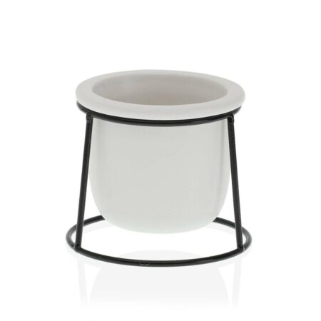Urtepotte Versa Hvid Metal Keramik Plastik Cirkulær Minimalistisk 10,5 x 11,5 x 10,5 cm