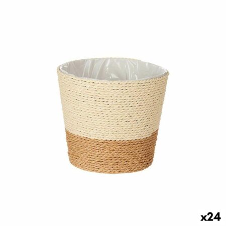 Urtepotte brun Ibergarden i tov og plastik 16 × 14,5 × 16 cm - 24 stk.