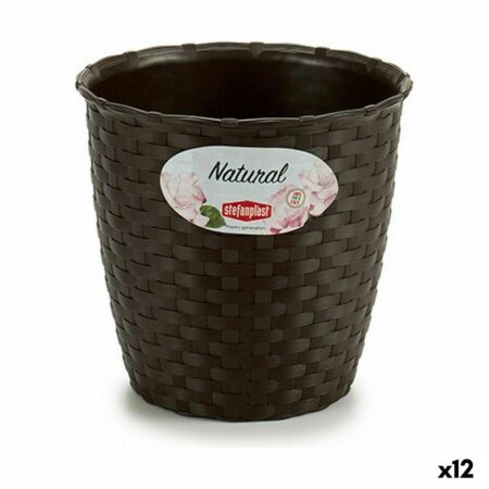 Urtepotte brun plastik Stefanplast 14 × 13 × 14 cm - 12 stk.