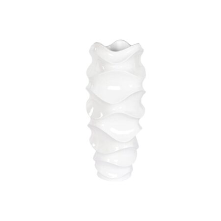 Urtepotte - hvid glasfiber med bølgemønster 44 × 44 × 101 cm