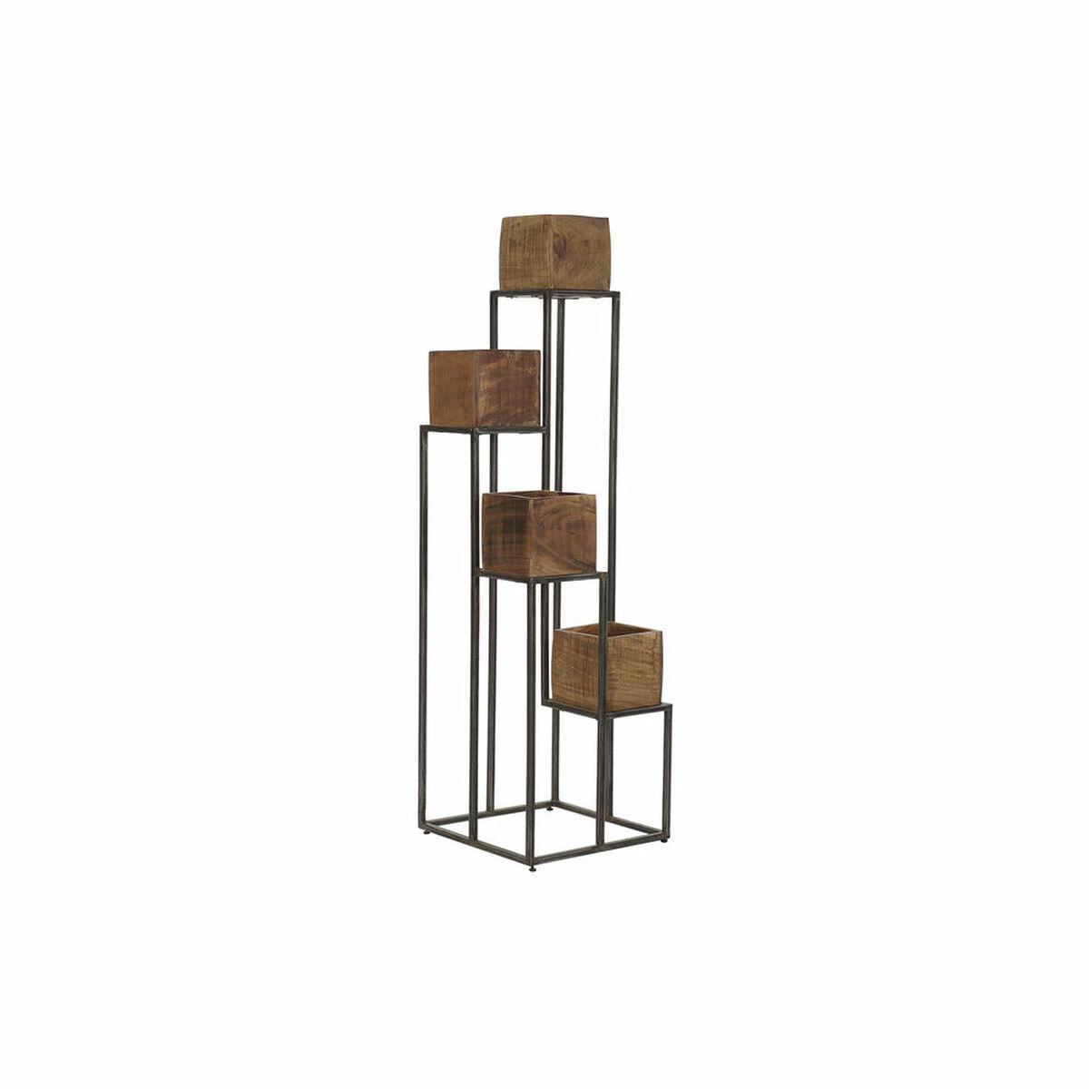 Urtepotte i mangotræ og metal - brun/sort, moderne, 40 × 40 × 120/138 cm Urtepotte i mangotræ og metal - brun/sort, moderne, 40 × 40 × 120/138 cm