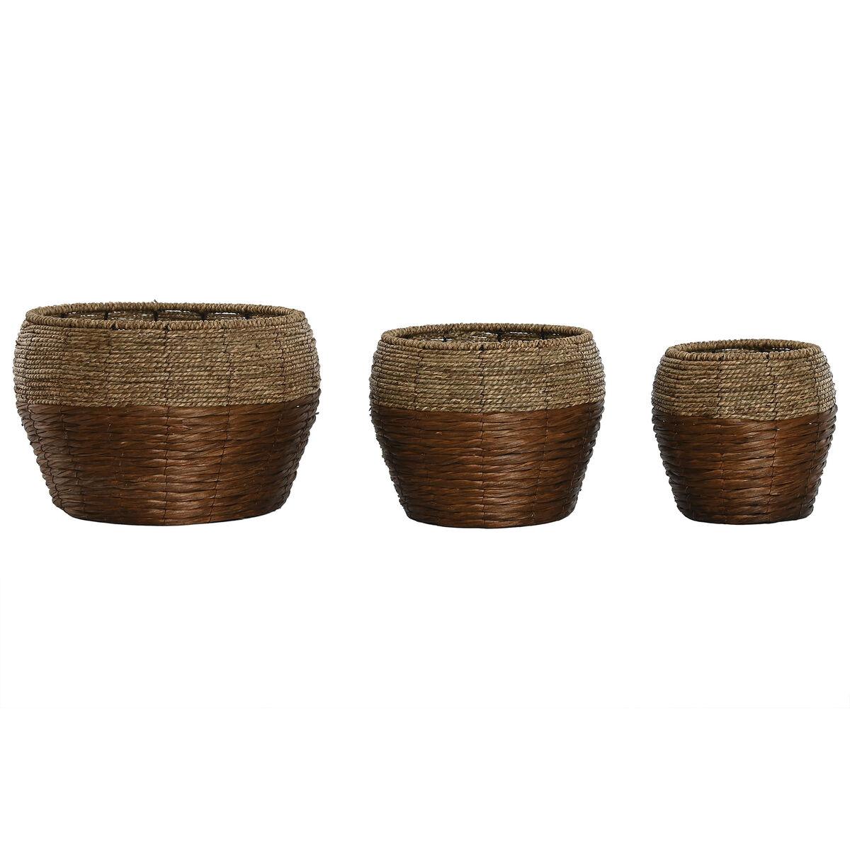 Urtepotte i naturlook - tropisk design, 32 × 32 × 23 cm (metal/fiber) Urtepotte i naturlook - tropisk design, 32 × 32 × 23 cm (metal/fiber)