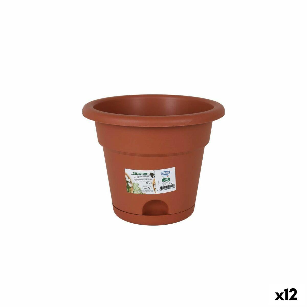 Urtepotte med fad Dem Greentime Brun 20 x 20 x 16 cm (12 enheder) Urtepotte med fad Dem Greentime Brun 20 x 20 x 16 cm (12 enheder)