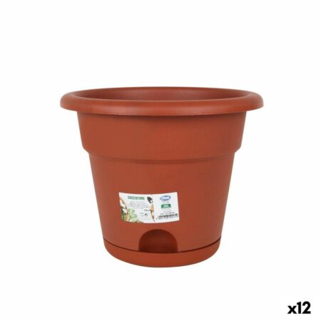 Urtepotte med fad Dem Greentime Brun 25 x 25 x 20 cm (12 enheder)