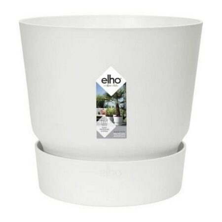 Urtepotte med underskål Elho Greenville Ø39 x 36,8 cm - hvid plastik