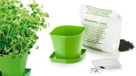 Urtepotte med underskål Tescoma Sense grøn, plast