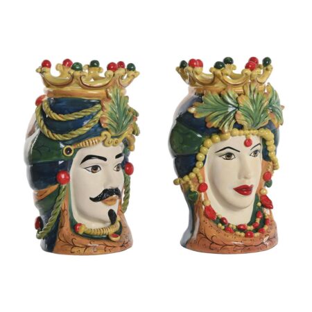Urtepotte sæt 2 stk. - grøn/multifarvet porcelæn 20 × 20 × 29 cm