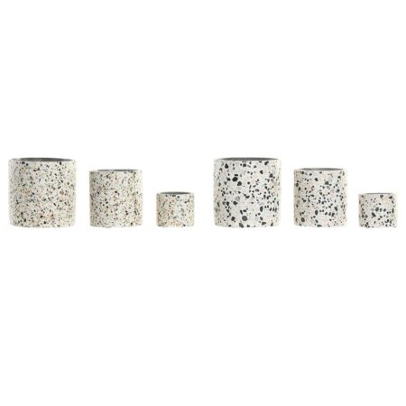 Urtepotte sæt - hvid/multifarvet cement, 13 × 13 × 13 cm, 3 dele (2 enheder)