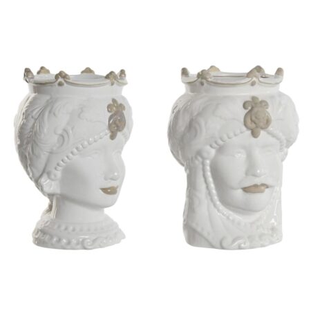 Urtepotter - hvid/beige porcelæn, 15 × 15 × 26,5 cm (sæt à 2)