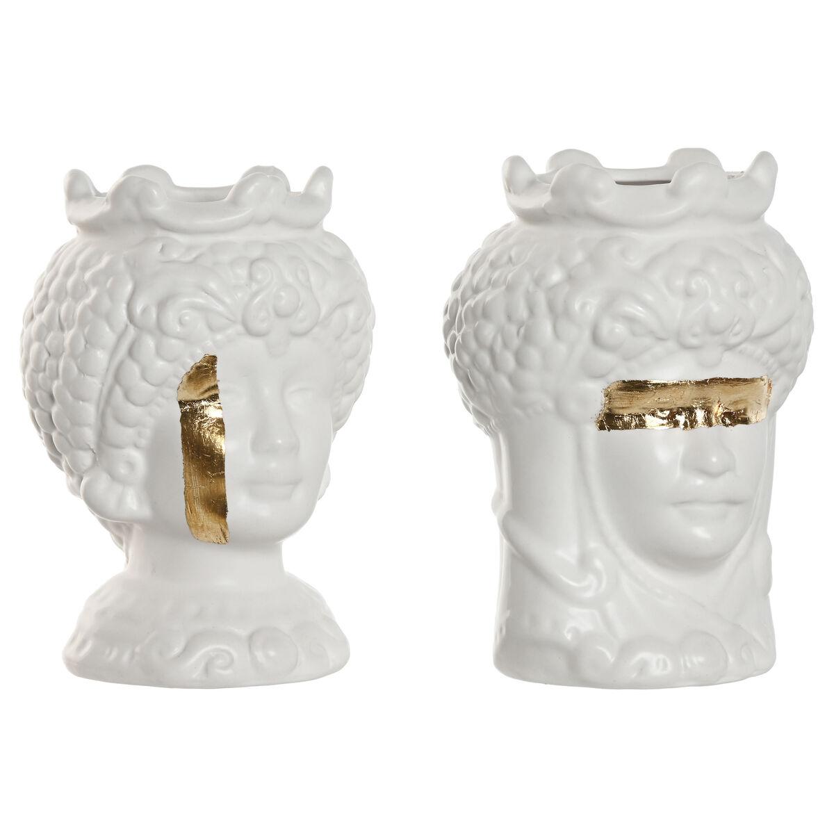 Urtepotter - hvid/guld porcelæn, 10 × 10 × 14 cm (sæt af 2) Urtepotter - hvid/guld porcelæn, 10 × 10 × 14 cm (sæt af 2)