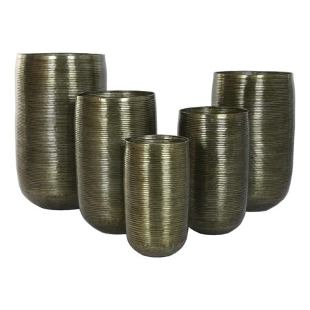 Urtepotter - kobberfarvet aluminium, sæt á 5 (50 × 50 × 89 cm og 51,5 × 51,5 × 91 cm)