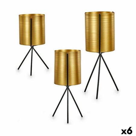 Urtepotter på stativ - sæt i sort/guld metal (6 enheder)