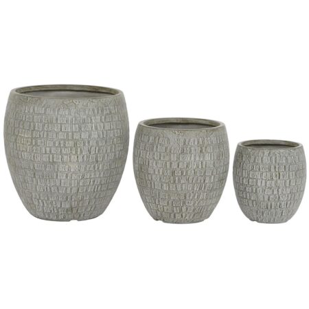 Urtepotter sæt 3 stk - grå glasfiber/magnesium