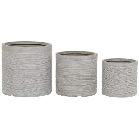Urtepotter sæt - Beige glasfiber/magnesium, 3 stk.