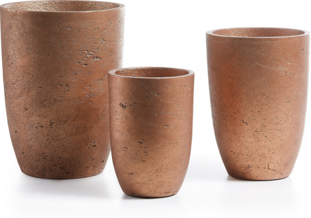 Urtepotter sæt Kave Home Low 3 stk cement kobberfinish moderne nordisk indendørs/udendørs