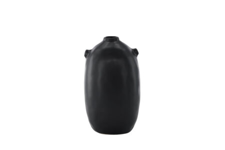 VENTURE DESIGN Madi vase, rund sort stentøj (17x17x28H)