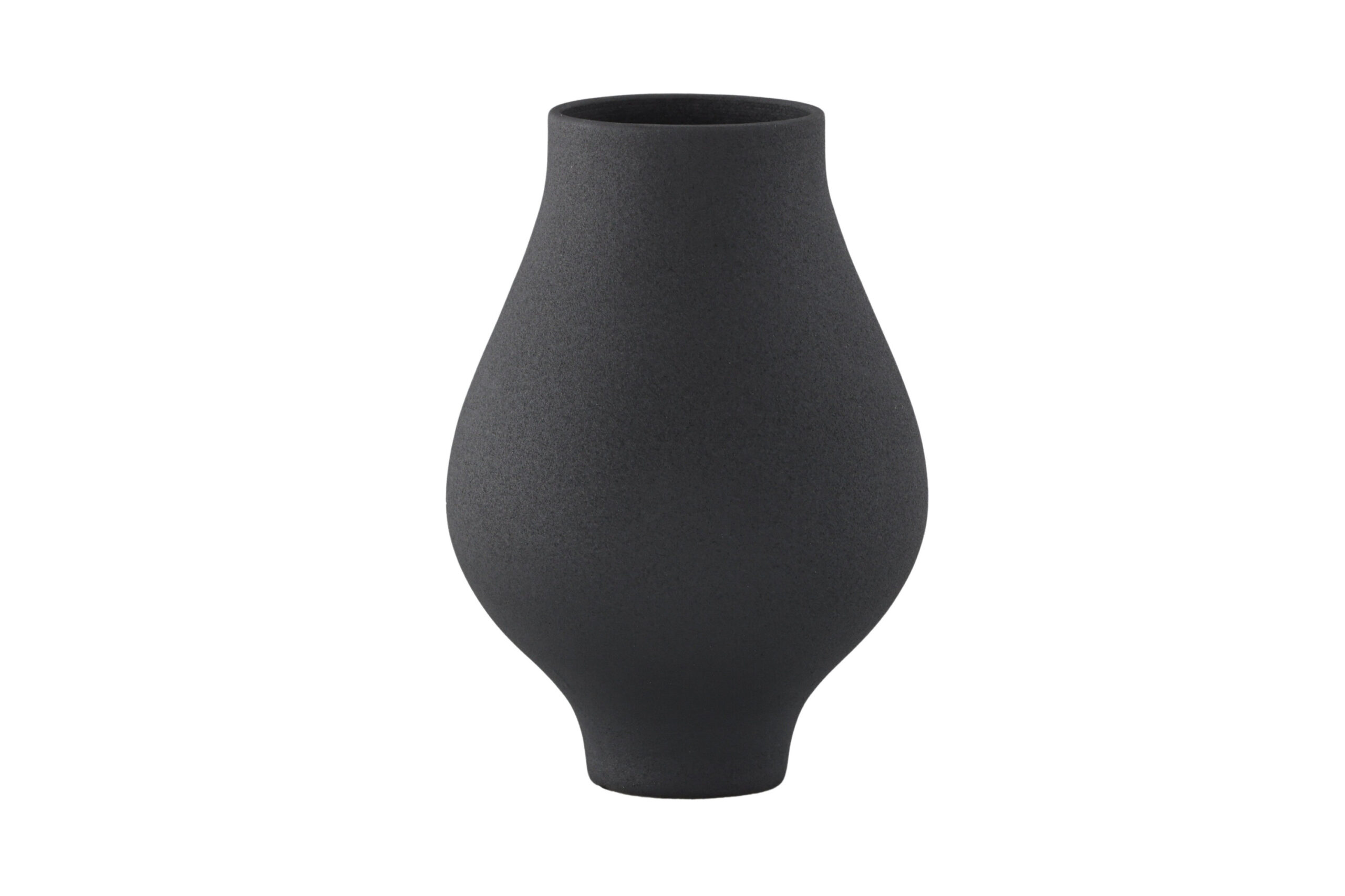 VENTURE DESIGN Rellis vase, rund - sort keramik (D10xH24xB14) VENTURE DESIGN Rellis vase, rund - sort keramik (D10xH24xB14)
