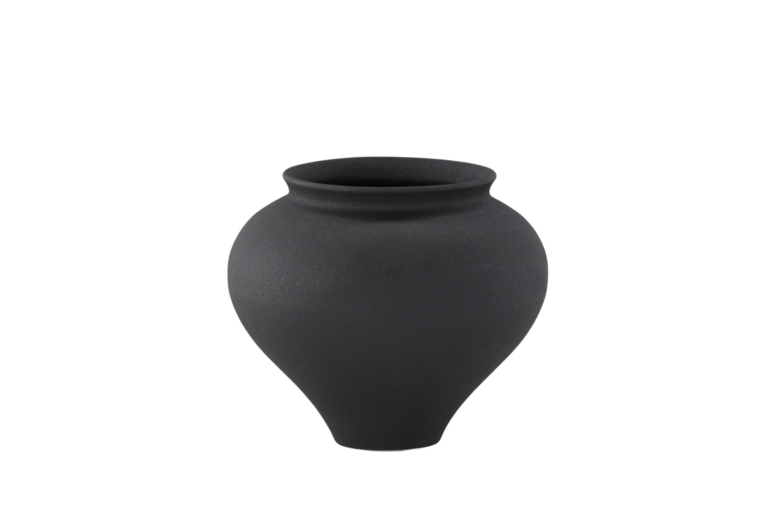 VENTURE DESIGN Rellis vase, rund - sort keramik (D11xH18xB18) VENTURE DESIGN Rellis vase, rund - sort keramik (D11xH18xB18)