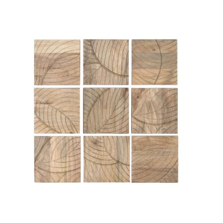 Vægdekoration Home ESPRIT Natur Moderne Blad af en plante 90 x 3 x 90 cm (9 Dele)