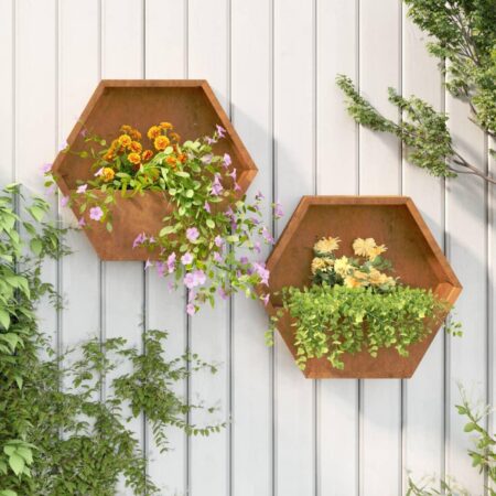 Væghængte plantekasser 2 stk. 46x10x40 cm cortenstål rustfarvet