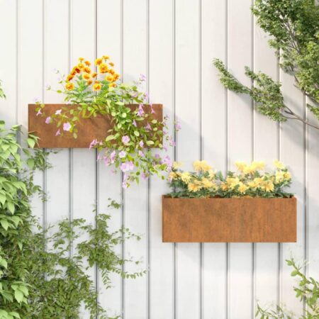 Væghængte plantekasser 2 stk. 53x10x17 cm cortenstål rustfarvet