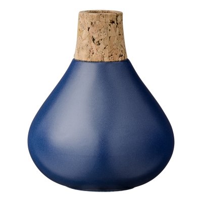 Vas Bloomingville ⌀10xH12 cm, Mörkblå/Kork