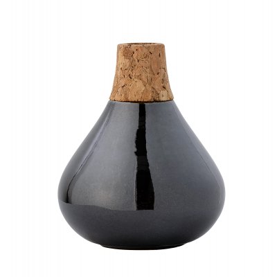 Vas Bloomingville ⌀10xH12 cm, Svart/Kork