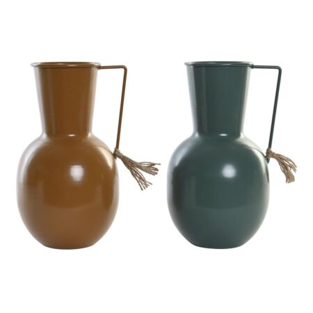 Vase 14.5 x 13 x 24 cm Metal Orange Grøn Sennep (2 enheder)