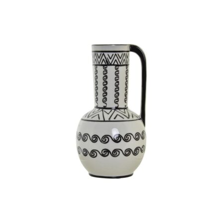 Vase 15 x 15 x 28 cm Porcelæn Sort Hvid Kolonistil