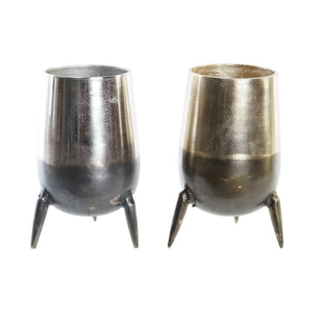Vase 15,5 x 15,5 x 26 cm Sølvfarvet Gylden Aluminium Moderne (2 enheder)