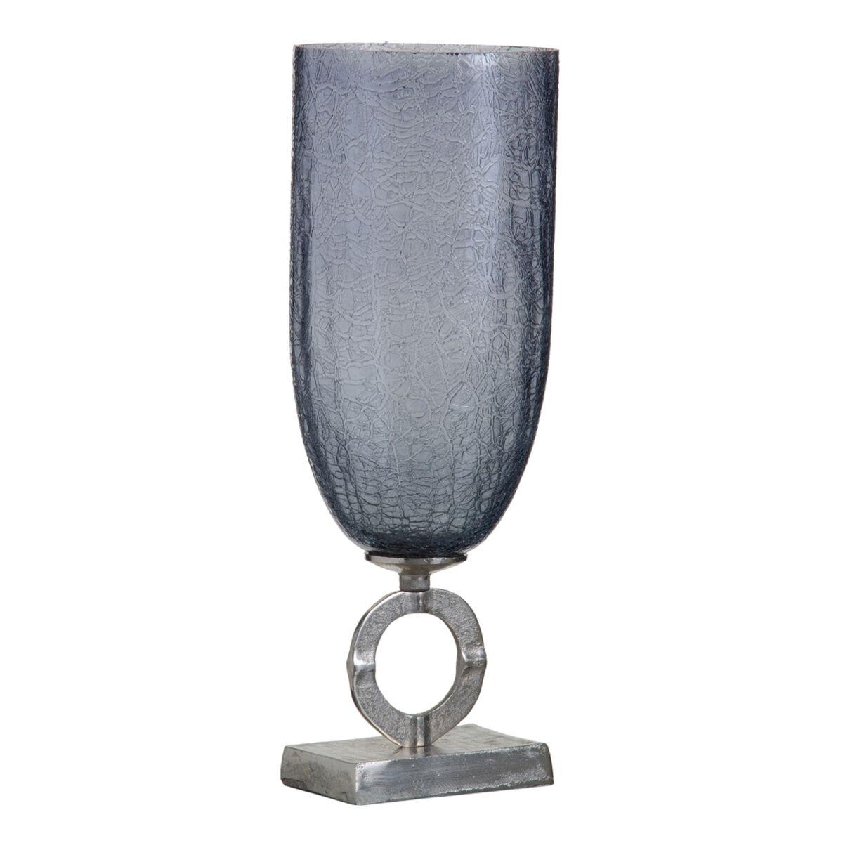 Vase 17 x 17 x 47 cm Krystal Grå Metal Sølv Vase 17 x 17 x 47 cm Krystal Grå Metal Sølv