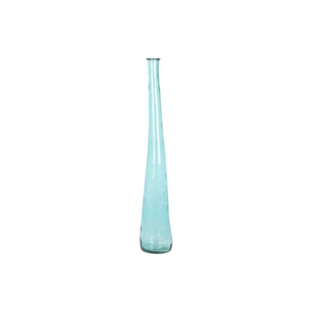 Vase 18 x 18 x 120 cm Himmelblå Hærdet glas
