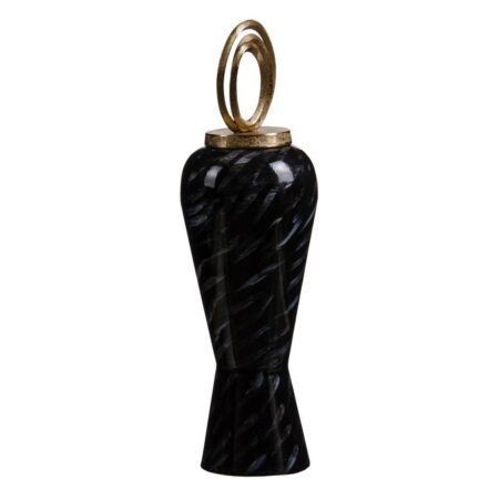 Vase 18 x 18 x 58 cm Krystal Sort Gylden Metal