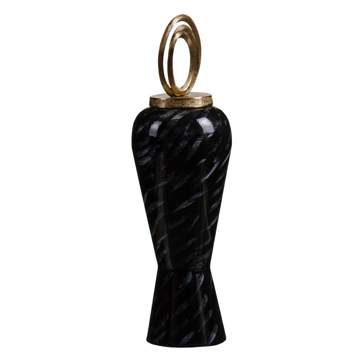 Vase 18 x 18 x 58 cm Krystal Sort Gylden Metal Vase 18 x 18 x 58 cm Krystal Sort Gylden Metal