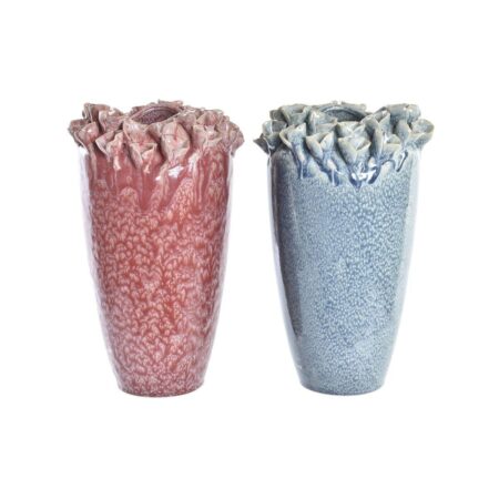 Vase 20 x 20 x 30,5 cm 22 x 22 x 33 cm Pink Turkisblå Stentøj Moderne Med relief (2 enheder)