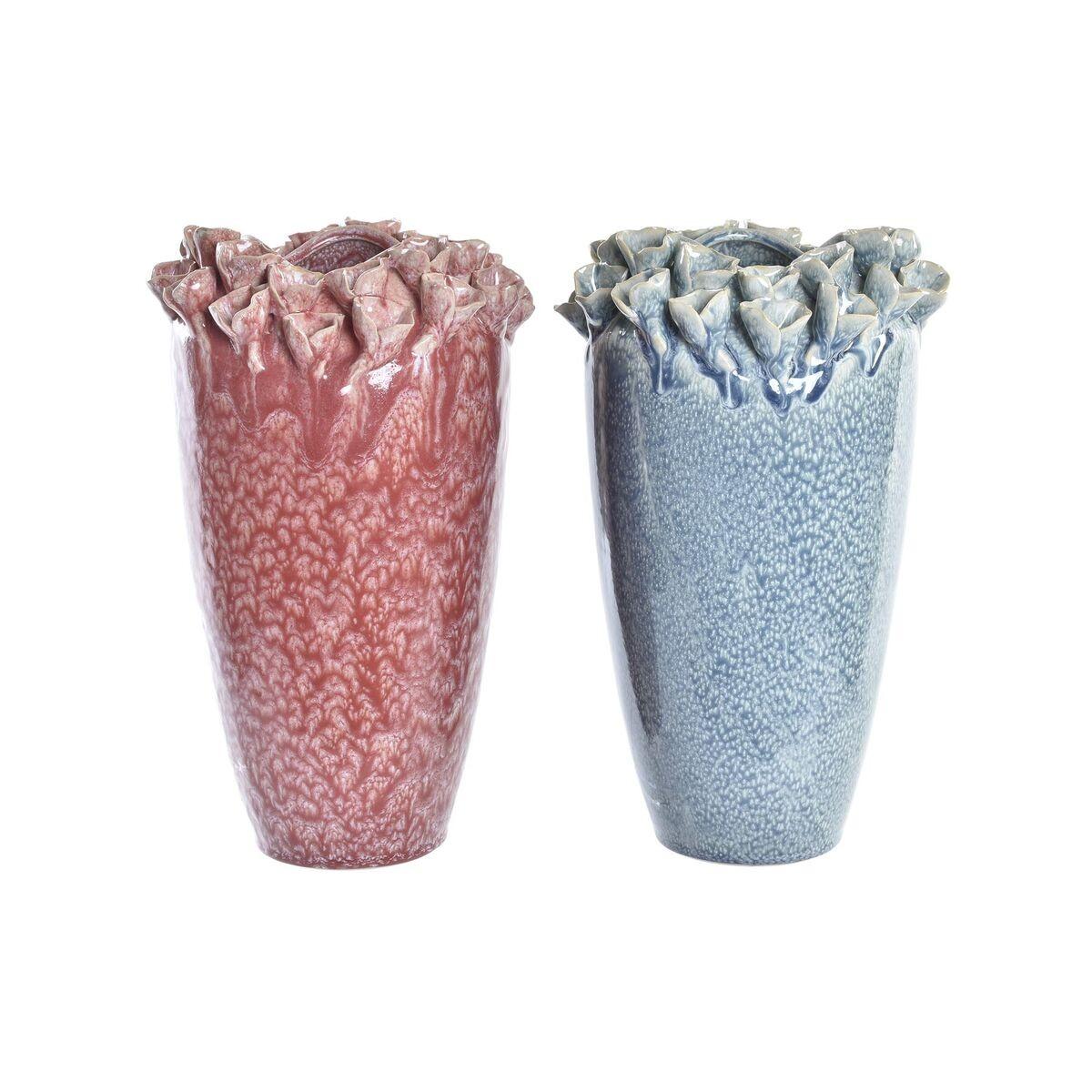 Vase 20 x 20 x 30,5 cm 22 x 22 x 33 cm Pink Turkisblå Stentøj Moderne Med relief (2 enheder) Vase 20 x 20 x 30,5 cm 22 x 22 x 33 cm Pink Turkisblå Stentøj Moderne Med relief (2 enheder)