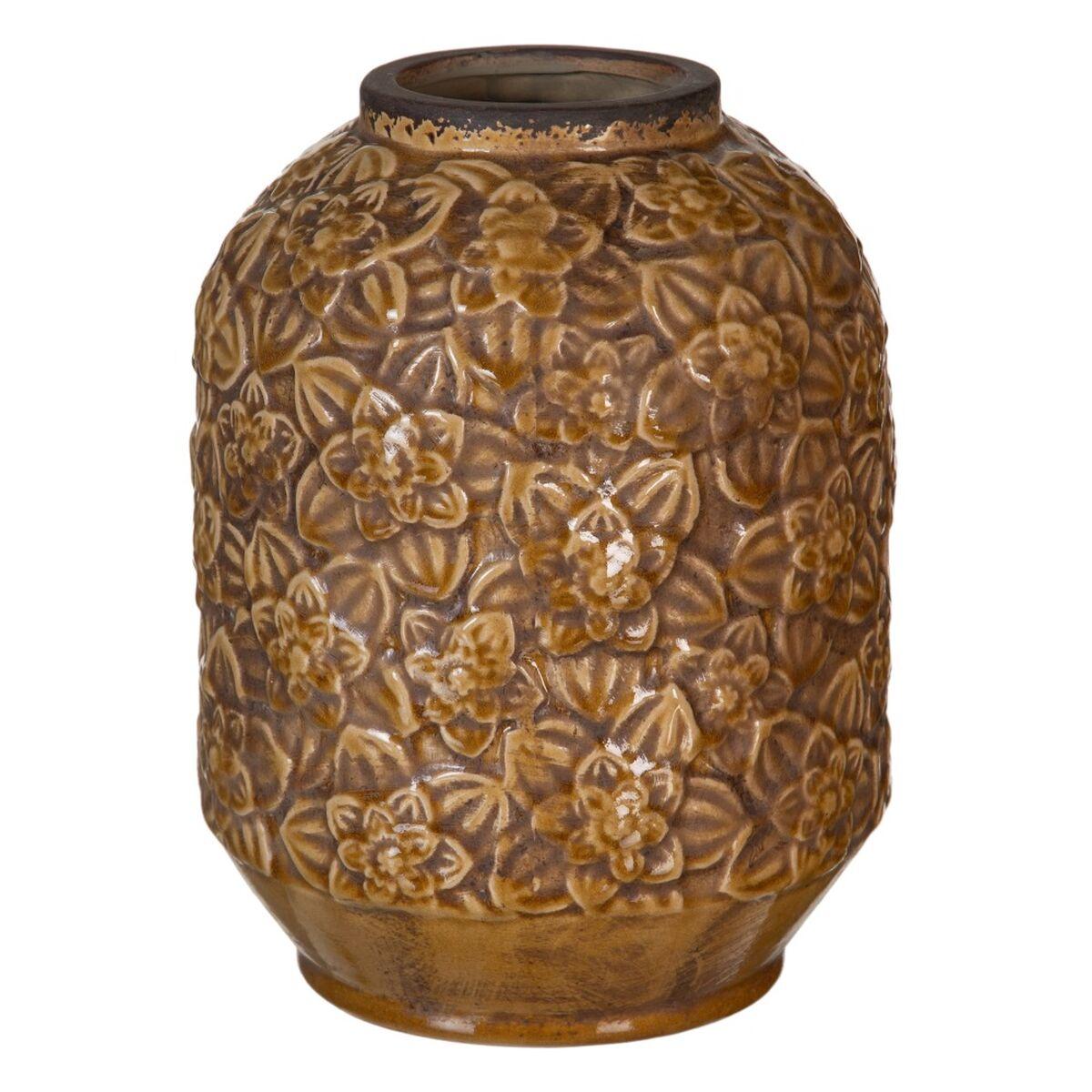 Vase 20,5 x 20,5 x 26,5 cm Keramik Brun Vase 20,5 x 20,5 x 26,5 cm Keramik Brun