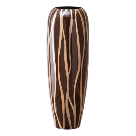 Vase 21 x 21 x 58,5 cm Zebra Keramik Gylden Brun