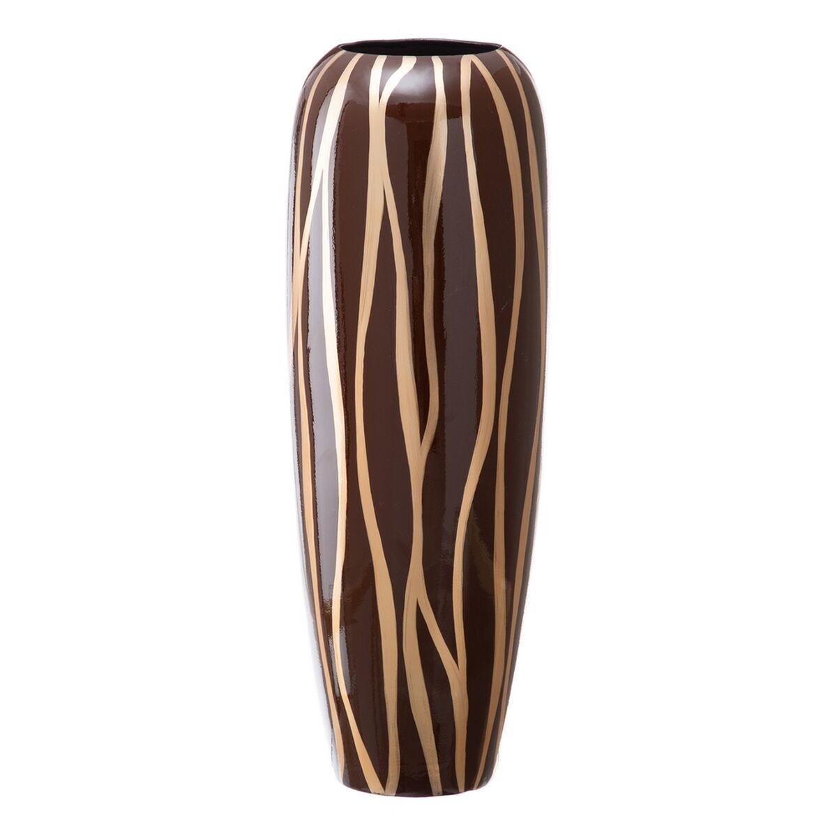 Vase 21 x 21 x 58,5 cm Zebra Keramik Gylden Brun Vase 21 x 21 x 58,5 cm Zebra Keramik Gylden Brun