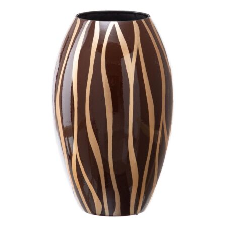 Vase 21,5 x 21,5 x 36 cm Zebra Keramik Gylden Brun