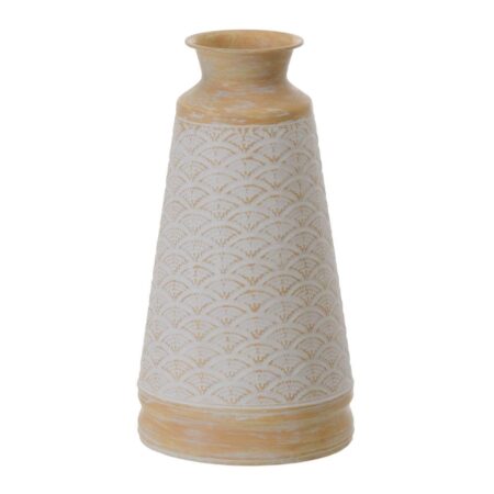 Vase 22 x 22 x 41,5 cm Natur Metal Hvid